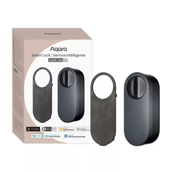 Aqara U200 Smart Lock Lite – utólag felszerelhető okos zár, fekete, Bluetooth, Thread (EL-D03D)