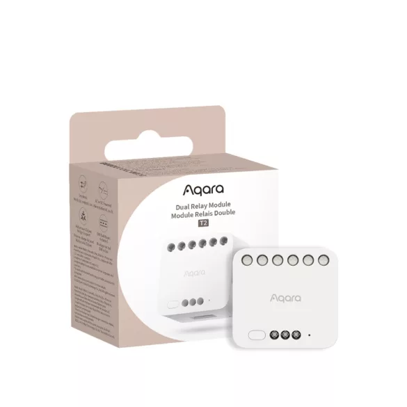 Aqara Dual Relay Module T2 – mini 2 áramkörös relémodul, fogyasztásméréssel, redőnyvezérléshez, Zigbee (DCM-K01)