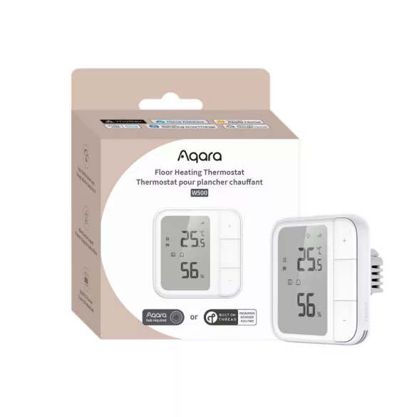 Aqara Floor Heating Thermostat W500 – padlófűtés termosztát, Bluetooth, Zigbee, Thread (UT-A01D)