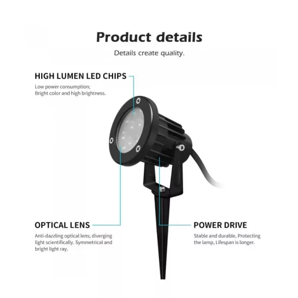 Gledopto kültéri lámpa, 550 lm, Zigbee3.0, RF (GL-G-002P)