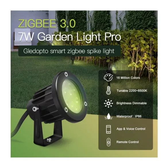 Gledopto kültéri lámpa, 550 lm, Zigbee3.0, RF (GL-G-002P)