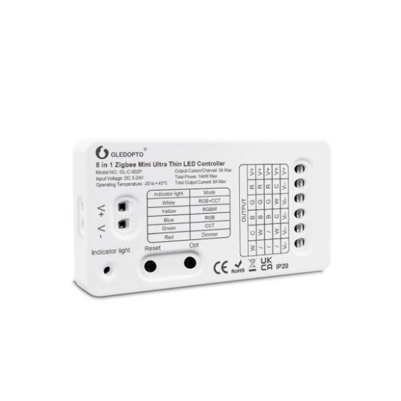 Gledopto  5in1 LED vezérlő, Zigbee 3.0, RF (GL-C-002P 6A)