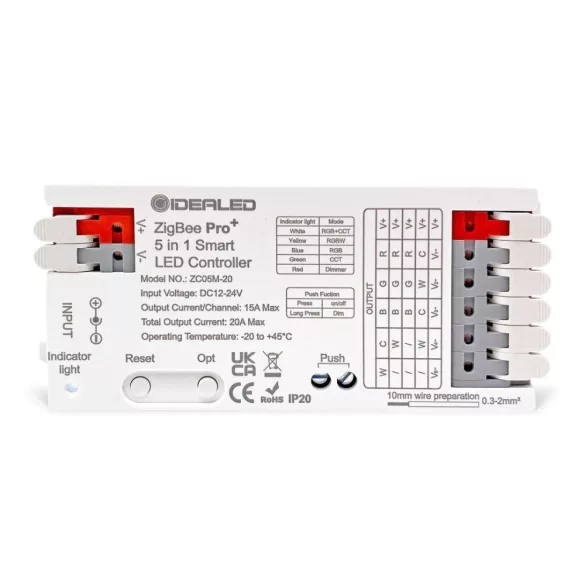 Gledopto 5in1 LED vezérlő kapcsolóbemenettel, Zigbee 3.0, RF (GL-C-201P)
