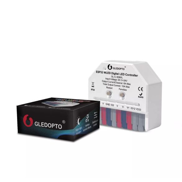 Gledopto GL-C-309WL Wi-Fi-s digitális IC LED vezérlés, 5V - 24V DC, WLED firmware-rel