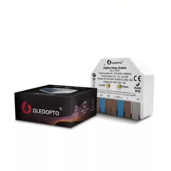 Gledopto relémodul (feszültségmentes kapcsolás), Zigbee 3.0, RF (GL-C-310P)