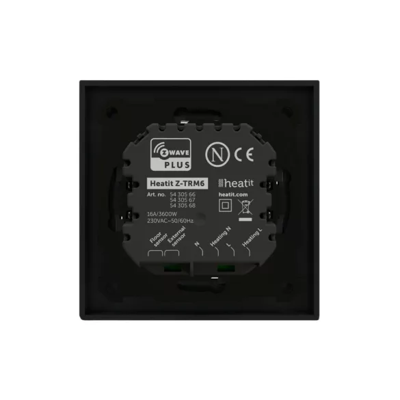 HeatIt Z-TRM6 RAL 9003 – termosztát, Z-Wave, matt fekete