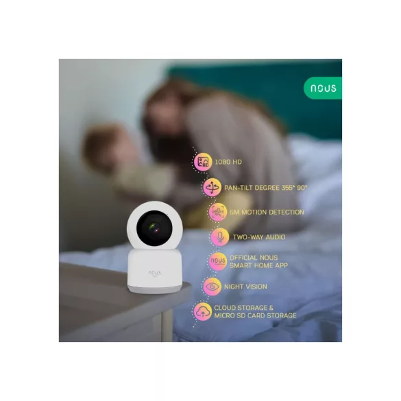 Nous W2 – PTZ forgatható IP kamera, 2MP, Tuya, Wi-Fi