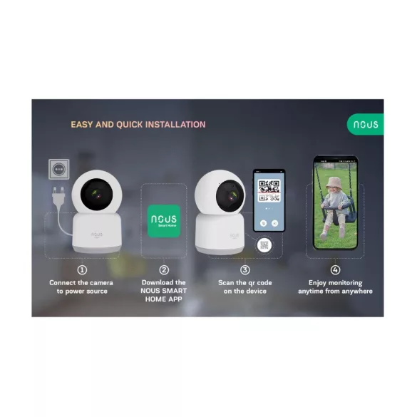 Nous W2 – PTZ forgatható IP kamera, 2MP, Tuya, Wi-Fi