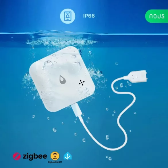 NOUS E13 ZigBee Water leakage or shortage sensor – Vízszivárgás vagy vízhiány-érzékelő, Zigbee, fehér