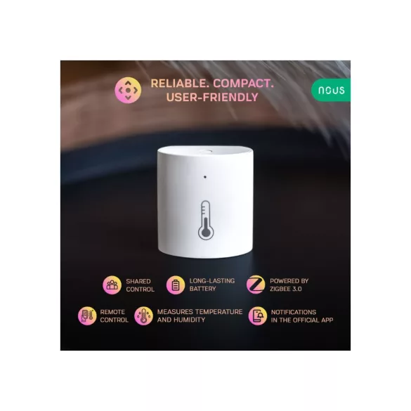 Nous E5 – hőmérséklet és pára érzékelő, Tuya Zigbee