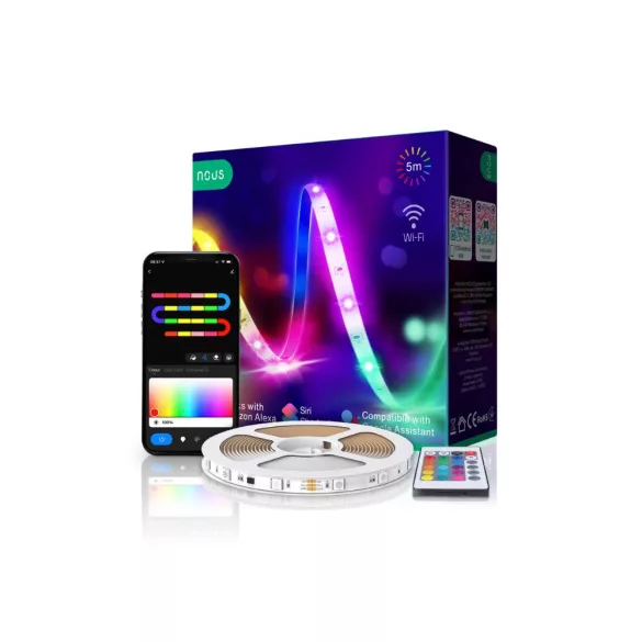 Nous F1 – RGB LED szalag szett, 5 méter szalaggal, IP44, Tuya Wi-FI