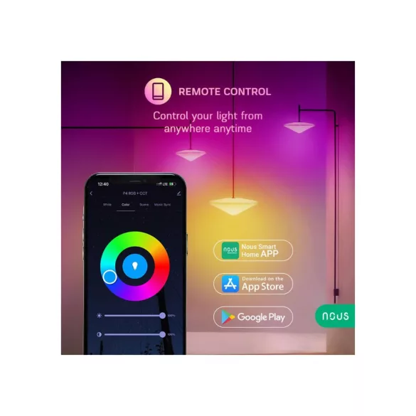 Nous P4 – E14 RGB izzó, Tuya Wi-Fi, Matter