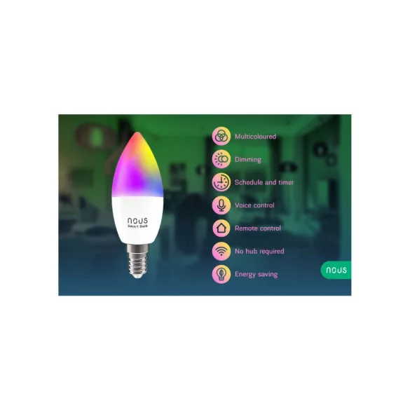 Nous P4 – E14 RGB izzó, Tuya Wi-Fi, Matter