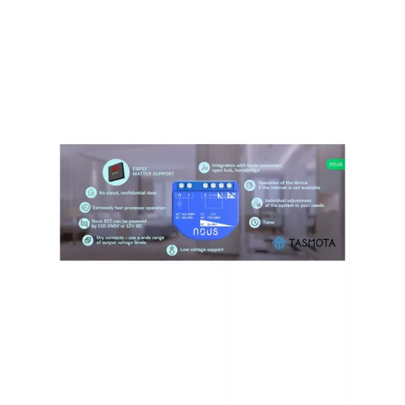Nous B1T – relémodul, Wi-Fi, Tasmota, Matter
