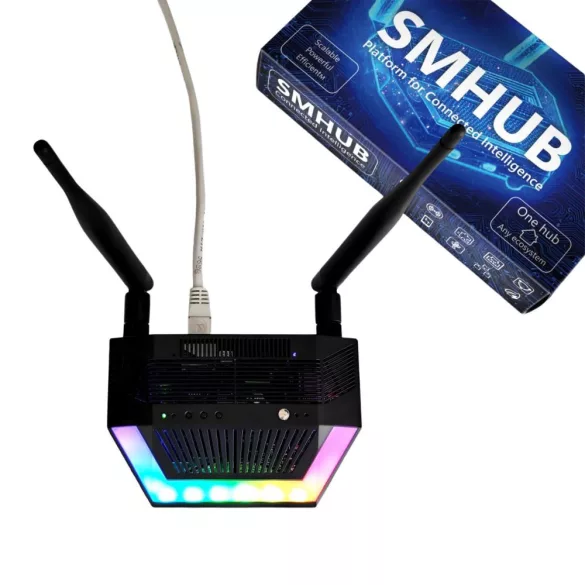 SMLIGHT SMHUB Premium  –  Multi-Radio Smart Home Hub, Zigbee, Thread, Wi-Fi, Bluetooth, Z-Wave, 4G/LTE, IR, Ethernet, Matter átjáró, fekete, (P10+MG24)