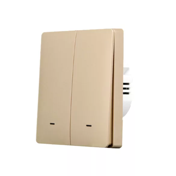 SmartWise B62 UNI Zigbee 3.0 + RF, 2 áramkörös, gombos villanykapcsoló, arany színű