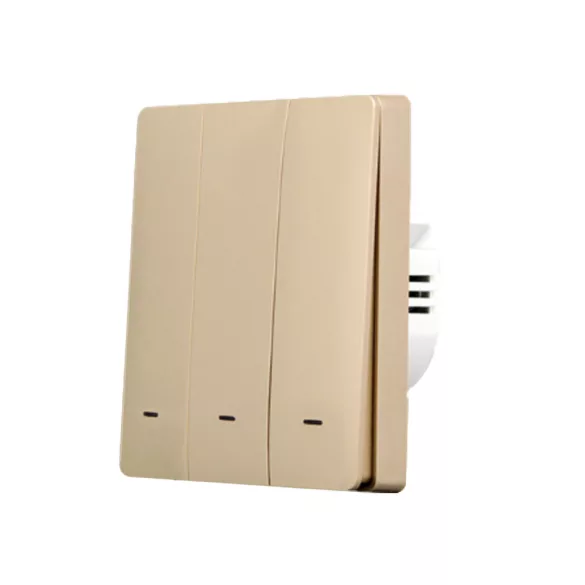 SmartWise B63 UNI Wi-Fi + eWeLink-Remote, 3 áramkörös, gombos villanykapcsoló, arany színű
