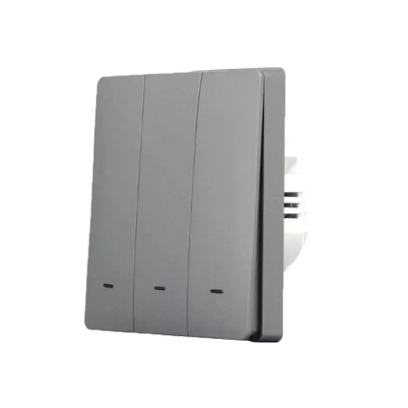 SmartWise B63 UNI Zigbee 3.0 + RF, 3 áramkörös, gombos villanykapcsoló, szürke