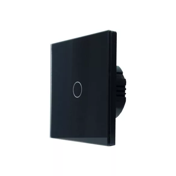 SmartWise T61 UNI Zigbee 3.0 + RF, 1 áramkörös érintőkapcsoló, fekete üveg előlappal