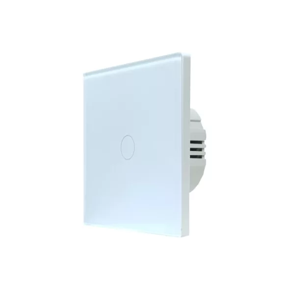 SmartWise T61 UNI Zigbee 3.0 + RF, 1 áramkörös érintőkapcsoló, fehér üveg előlappal