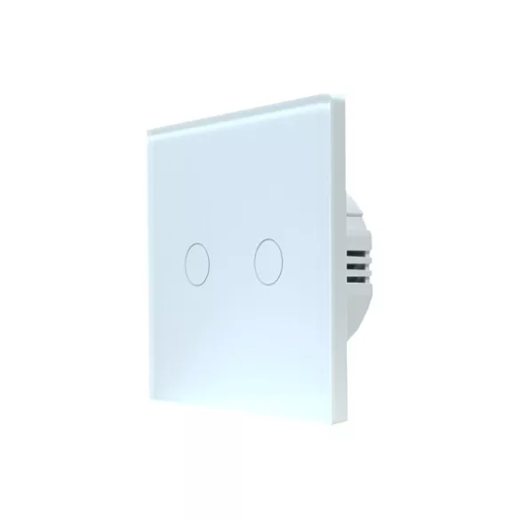 SmartWise T62 UNI Wi-Fi + eWeLink-Remote, 2 áramkörös, érintőkapcsoló, fehér üveg előlappal