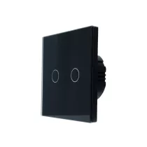   SmartWise T62 UNI Zigbee 3.0 + RF, 2 áramkörös érintőkapcsoló, fekete üveg előlappal