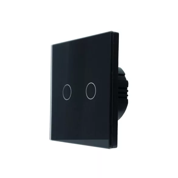 SmartWise T62 UNI Zigbee 3.0 + RF, 2 áramkörös érintőkapcsoló, fekete üveg előlappal