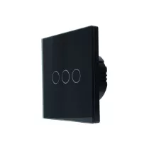   SmartWise T63 UNI Zigbee 3.0 + RF, 3 áramkörös, érintőkapcsoló, fekete üveg előlappal
