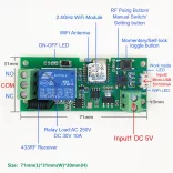 SmartWise 5V 1 Áramkörös Relé (Wi-Fi + RF)
