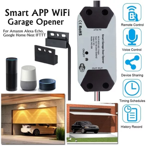 SmartWise garázskapu / kapunyitó okosvezérlés (R2) - állapot-szenzorral, Wi-Fi