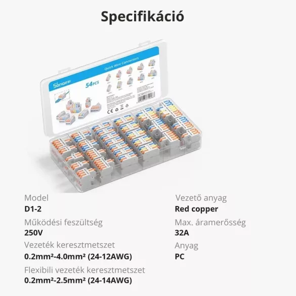 Sonoff vezeték összekötő és elosztó szett (54 db)