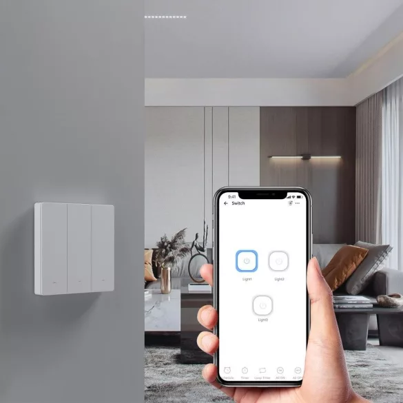 Sonoff SwitchMan M5 – 2 áramkörös, sorolható villanykapcsoló, Wi-Fi, Matter, (ÚJ) szürke (M5-2C-80M)