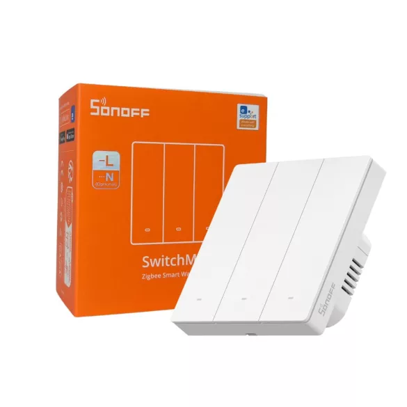 Sonoff SwitchMan M5 – 3 áramkörös villanykapcsoló, Zigbee, fehér (ZBM5-3C-86W)