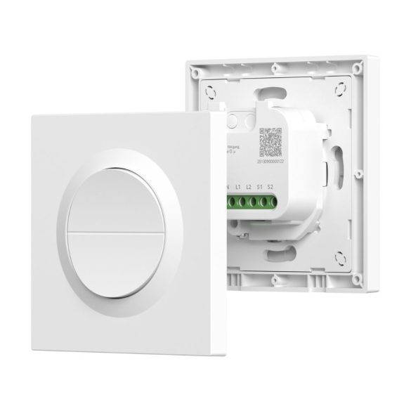 SONOFF Orb-MW2   2-Gang Matter Over WiFi Smart Wall Switch  – két áramkörös mini relémodul + kapcsoló, Wi-Fi, Matter, fehér (MINI-2GS-E)