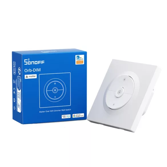 SONOFF Orb-DIM Matter Over Wi-Fi Dimmer Wall Switch – fogyasztásmérős fényerőszabályzó modul + kapcsoló, Matter, Wi-Fi, fehér (MINI-DIM-E)