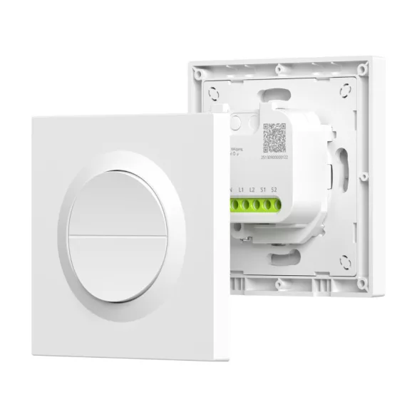 SONOFF Orb-ZBW2 2-Gang Zigbee Smart Wall Switch – két áramkörös, fázis+nulla mini relémodul + kapcsoló, Zigbee, fehér (MINI-ZB2GS-E)