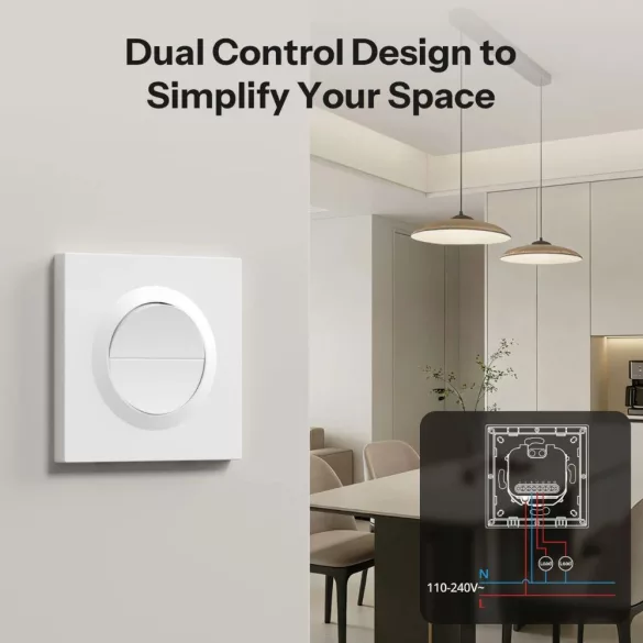 SONOFF Orb-ZBW2 2-Gang Zigbee Smart Wall Switch – két áramkörös, fázis+nulla mini relémodul + kapcsoló, Zigbee, fehér (MINI-ZB2GS-E)
