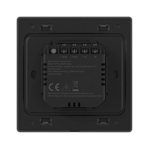 SONOFF NSPanel Pro Gen2 Smart Home Control Panel –  vezérlő panel két áramkörös kapcsolóval, Wi-Fi, Zigbee, Matter, Bluetooth, fekete (NSPanel86PB-Relay)