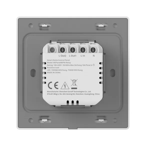 SONOFF NSPanel Pro Gen2 Smart Home Control Panel –  vezérlő panel két áramkörös kapcsolóval, Wi-Fi, Zigbee, Matter, Bluetooth, fehér (NSPanel86PW-Relay)