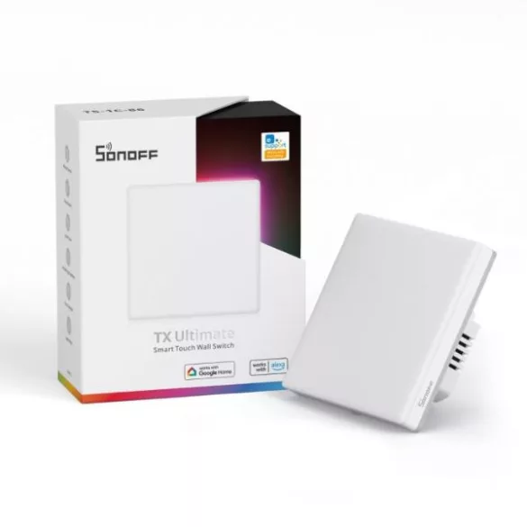 Sonoff TX Ultimate T5-1C – 1 gombos all-touch érintős villanykapcsoló, Wi-Fi, eWeLink-Remote, fehér