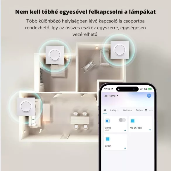 SONOFF Fusion Orb-ZBW1L –  Zigbee okos fali kapcsoló, nullavezeték nélkül (ZBMINIL2-E)