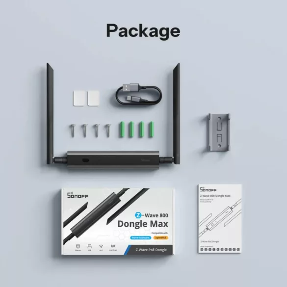SONOFF Z-Wave 800 PoE Dongle Max – Z-Wave LR hálózati adapter, Wi-Fi, PoE, USB, szürke (Dongle-MZG23)