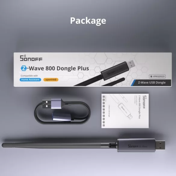 SONOFF Z-Wave 800 Dongle Plus –  Z-Wave USB vezérlő. LR, szürke (Dongle-PZG23)
