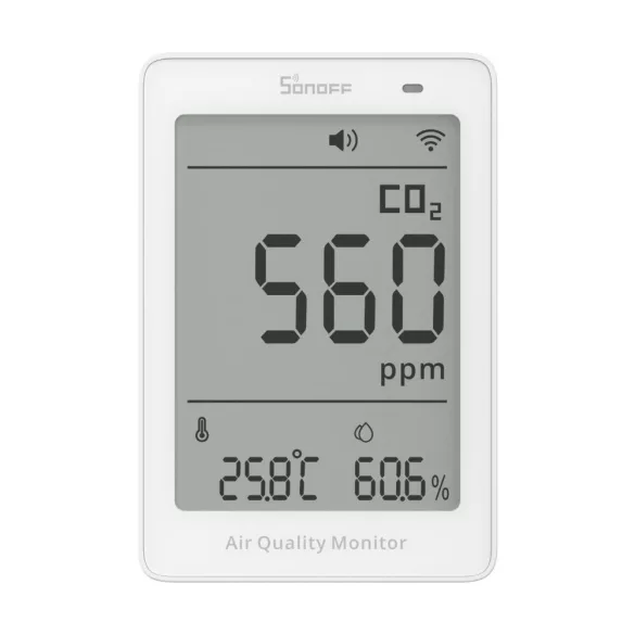 SONOFF AirGuard CO2 SAWF-08P – levegőminőség-érzékelő, Matter, Wi-Fi, fehér