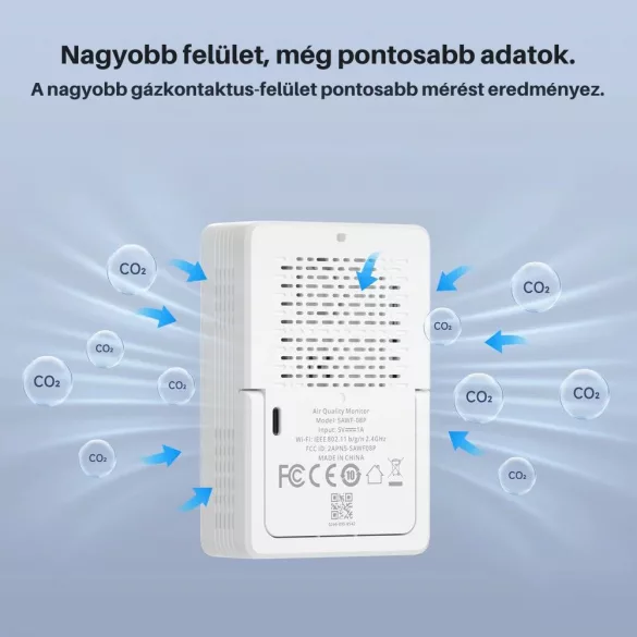 SONOFF AirGuard CO2 SAWF-08P – levegőminőség-érzékelő, Matter, Wi-Fi, fehér