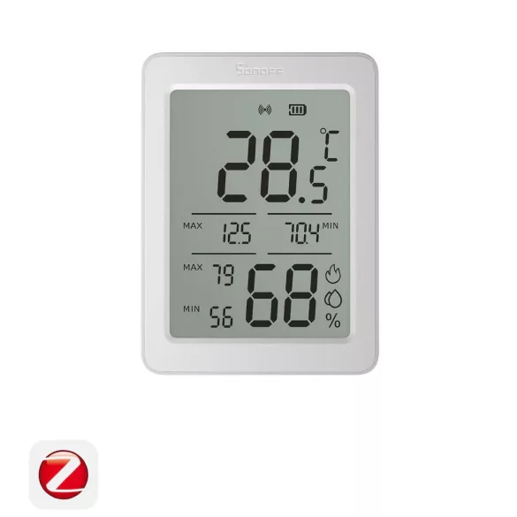 SONOFF AirGuard TH SNZB-02DR2 – hőmérséklet és pára érzékelő, LCD kijelzővel, Zigbee, fehér