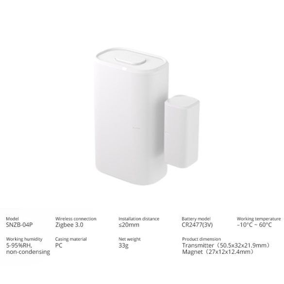 Sonoff SNZB-04P ajtó/ablak nyitás érzékelő szenzor, Zigbee 3.0 (SNZB-04P)