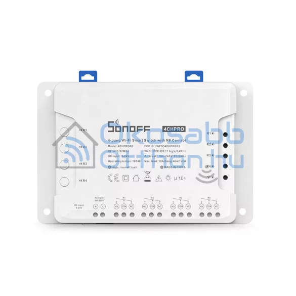 Sonoff 4CH Pro R3 – 4 áramkörös NO/NC relé, DIN, Wi-Fi, RF433