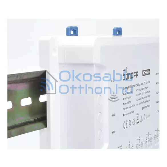 Sonoff 4CH Pro R3 – 4 áramkörös NO/NC relé, DIN, Wi-Fi, RF433