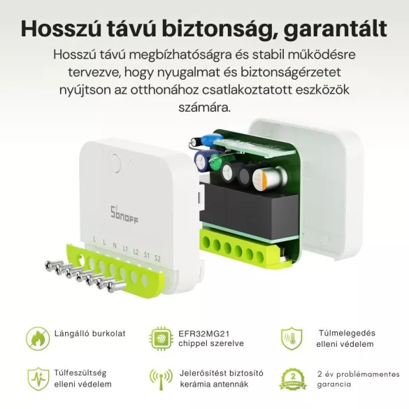 Sonoff MINI DUO  2-Gang Zigbee Smart Switch – két áramkörös, fázis+nulla mini relémodul, Zigbee (MINI-ZB2GS)